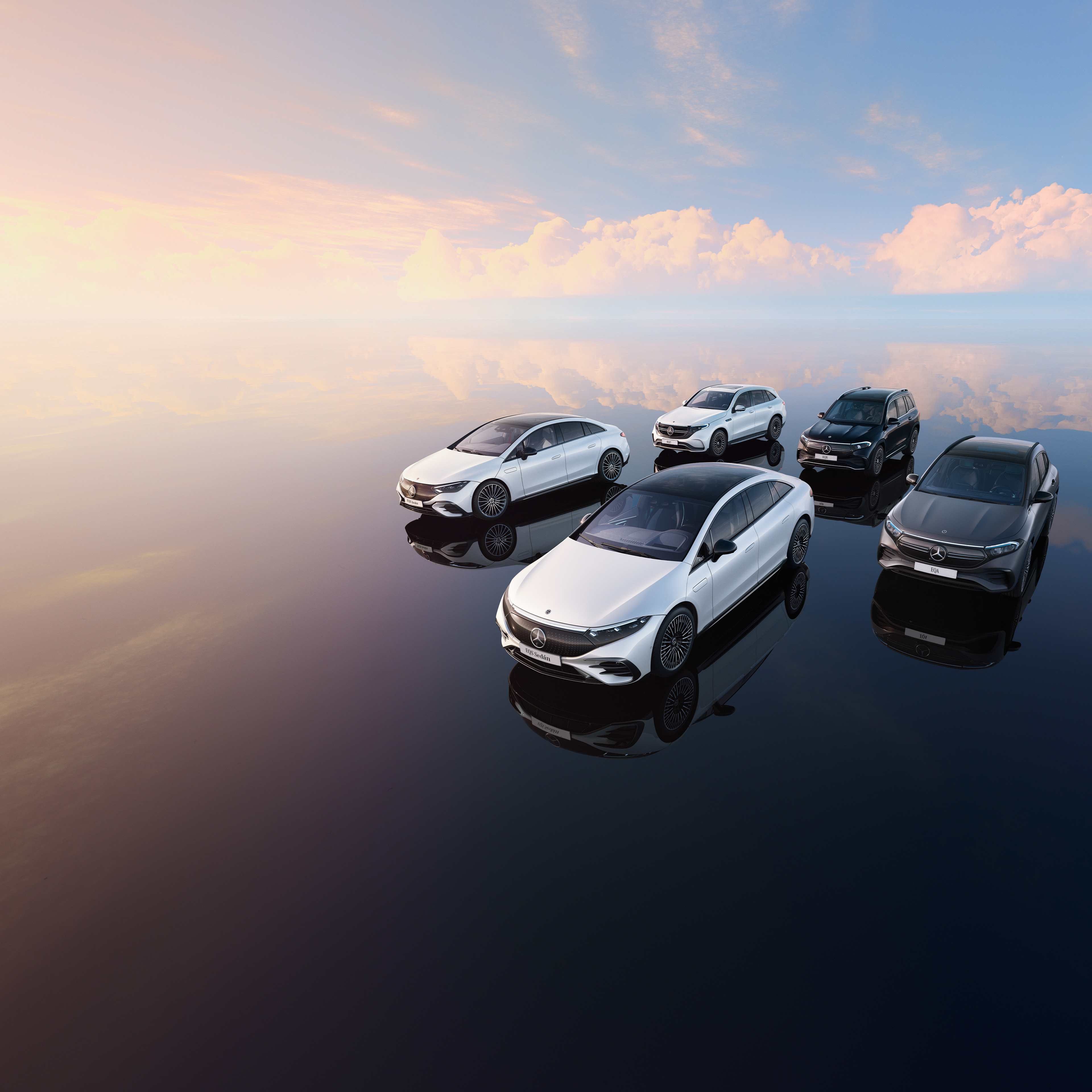 Mercedes-Benz | Vehículos eléctricos Modelos de vehículos eléctricos de Mercedes-Benz en un escorzo frontal