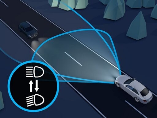 Las luces de carretera automáticas en el Clase C Sedán de Mercedes-Benz.