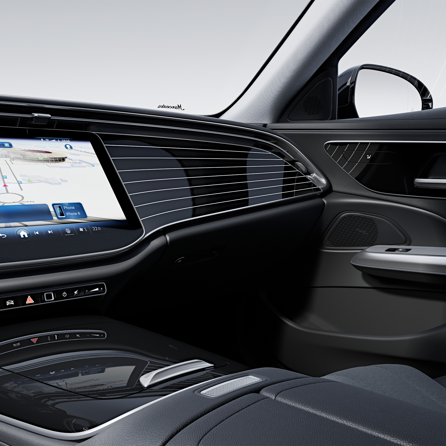 Elemento de adorno MANUFAKTUR | Clase E Berlina | Mercedes-Benz El habitáculo del Clase E de Mercedes-Benz con elemento de adorno MANUFAKTUR.