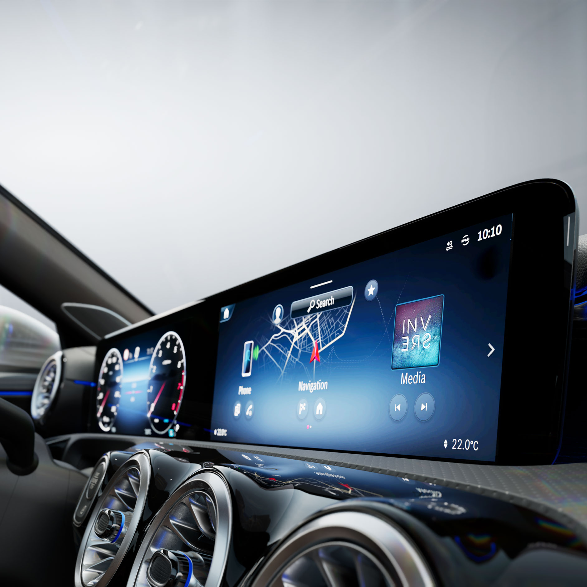 Resumen de modelos visualización | Sistema multimedia MBUX | Mercedes-Benz El interior de un vehículo Mercedes-Benz.